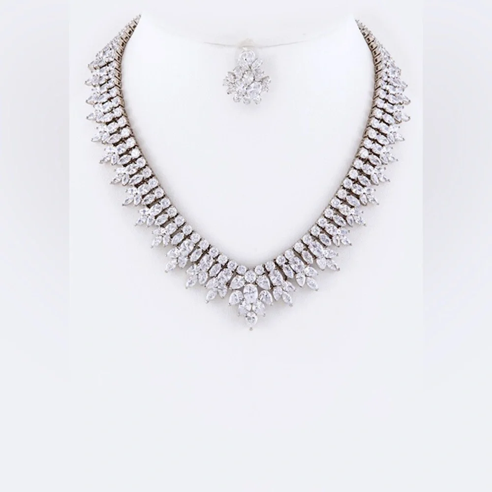 Cubic Zirconia Statement Necklace Set